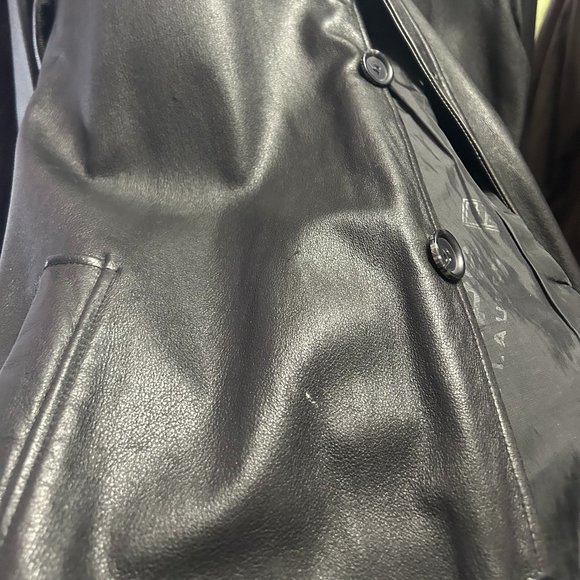 Real leather button down, collared jacket, Chaps Ralph Lauren - Picture 4 of 7